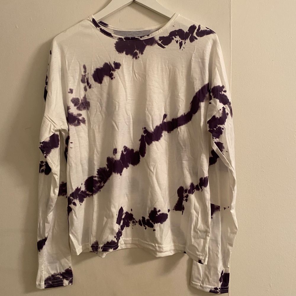 Amazon Womens Tie Dye Long Sleeve Shirt Top Crewneck Loungewear Size Medium M